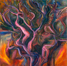 Cerf-Dahl oil and sand painting